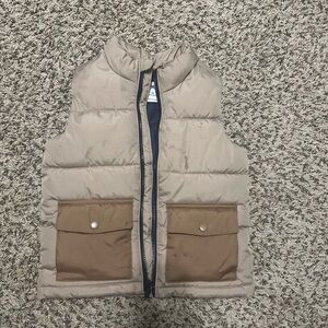 Old Navy Beige and Brown Kids Puffer Vest